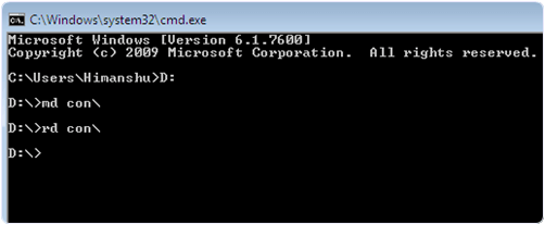 con folder cmd command