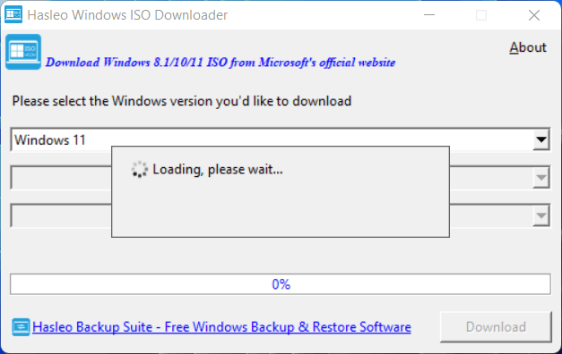 Select Windows version to download ISO