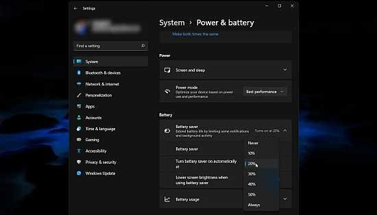 power-battery-settings